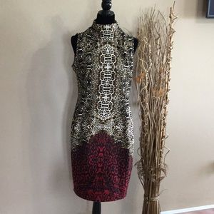 Sexy High Neck Animal Print Dress size L